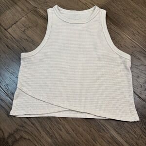 Hollister Gilly Hicks Waffle Knit Crop Tank Top Sleeveless Cross Front L‎